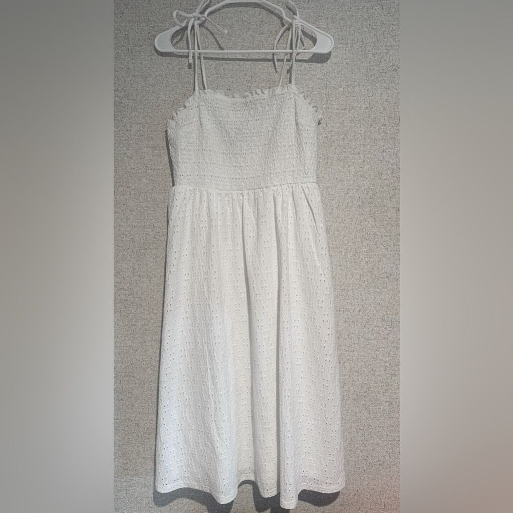 H&M white midi tie-strap dress size M